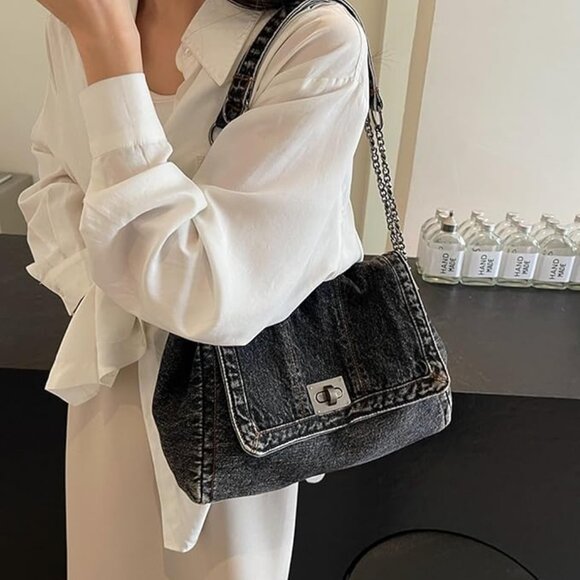 Neiman Marcus Handbags - Neiman Marcus Black Denim Purse Bag